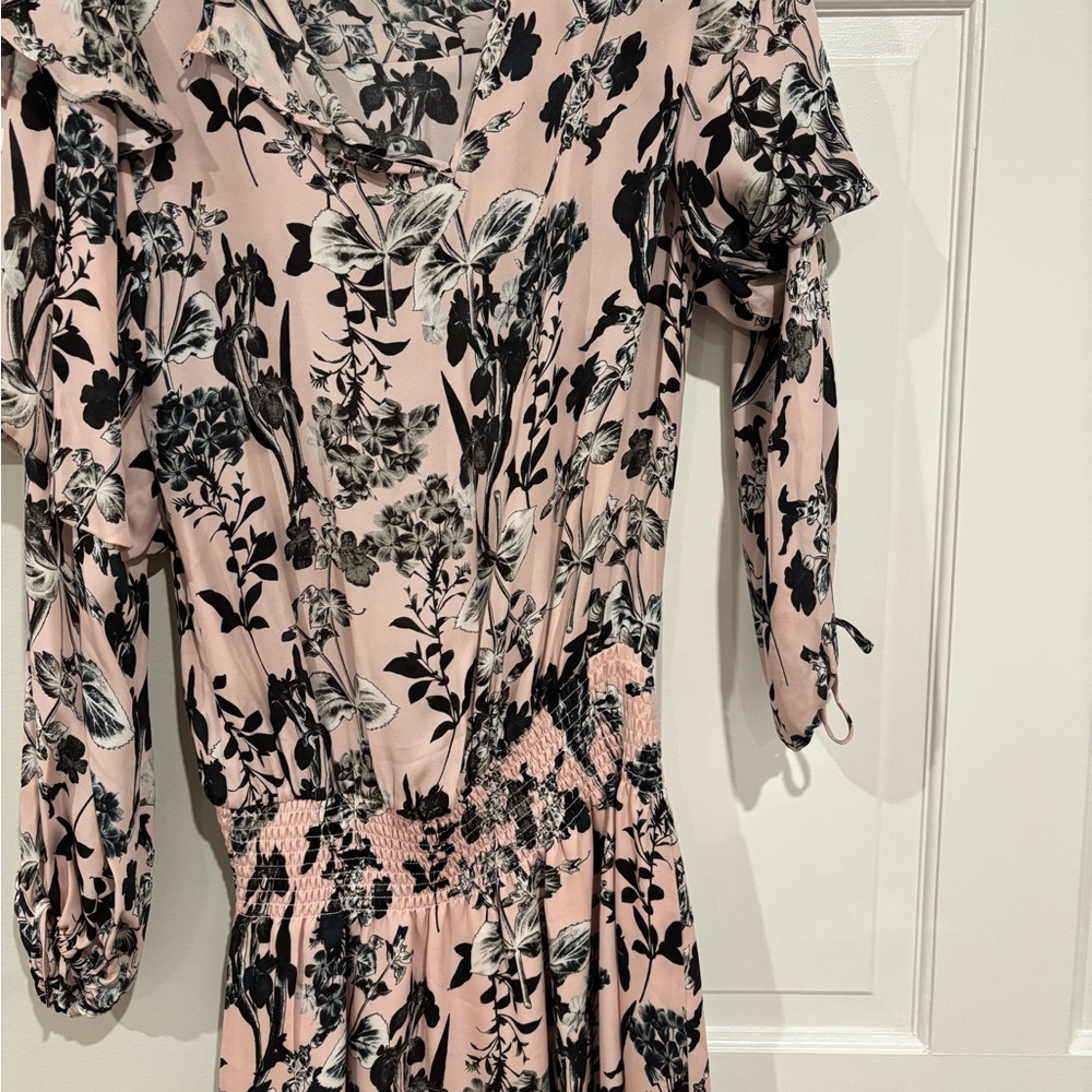 Parker Pink and Black Floral Long Sleeve Dress